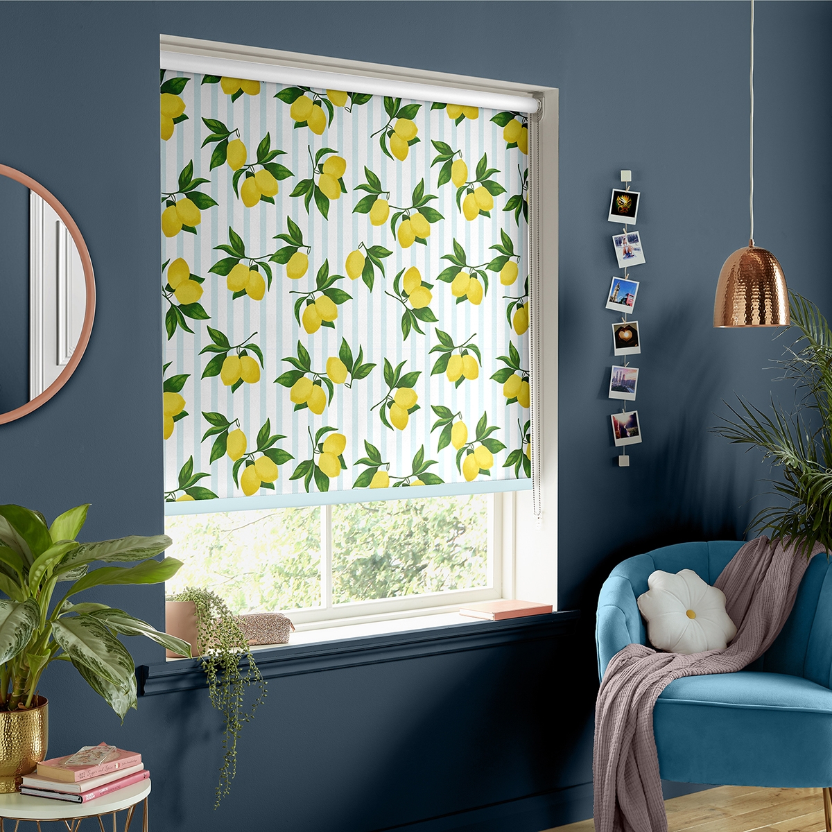 Product photograph of Skinny Dip Summer Lemon Sky Roller Blind from Choice Furniture Superstore.